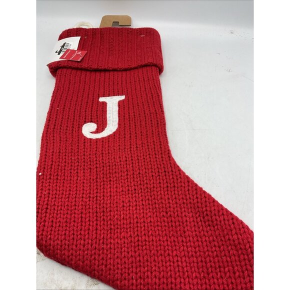 Wondershop Stocking Socks 19 In Red  Knit Letter J - Picture 1 of 5